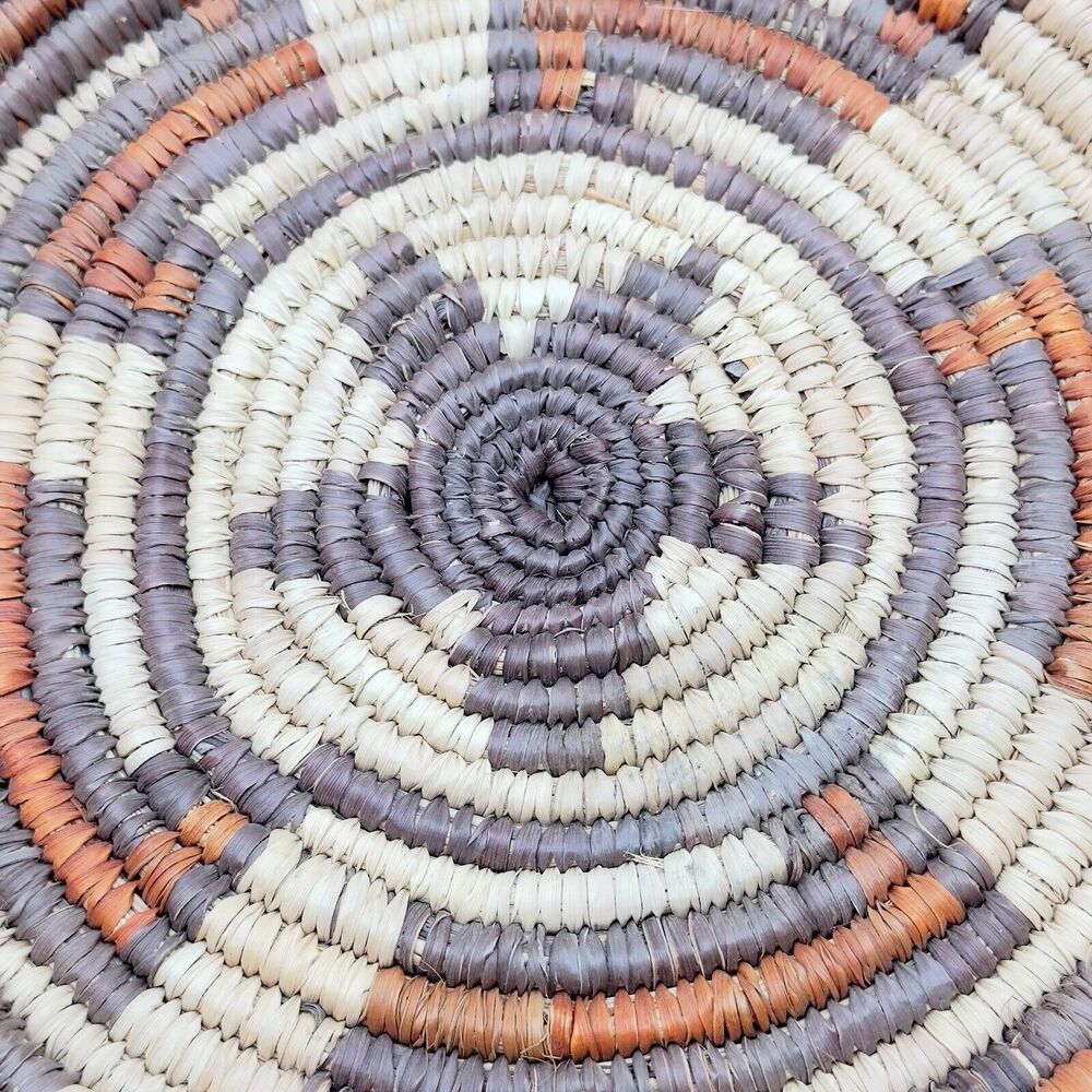 Hand Woven Coiled Basket 15.5" Southwestern Design Bowl Wall Decor Boho Tribal - Picture 2 of 8